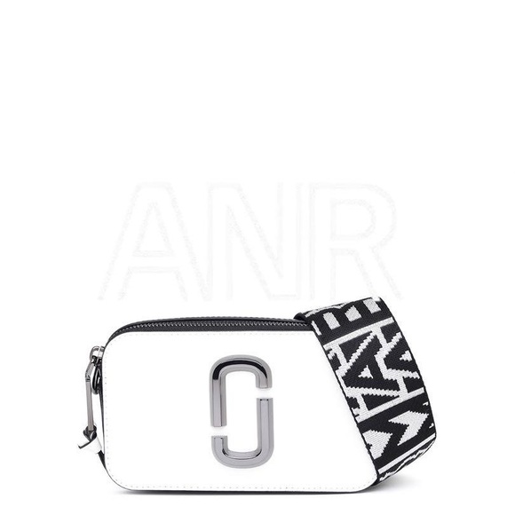 White Crossbody Bag with Black Strap - Picture 1 of 4